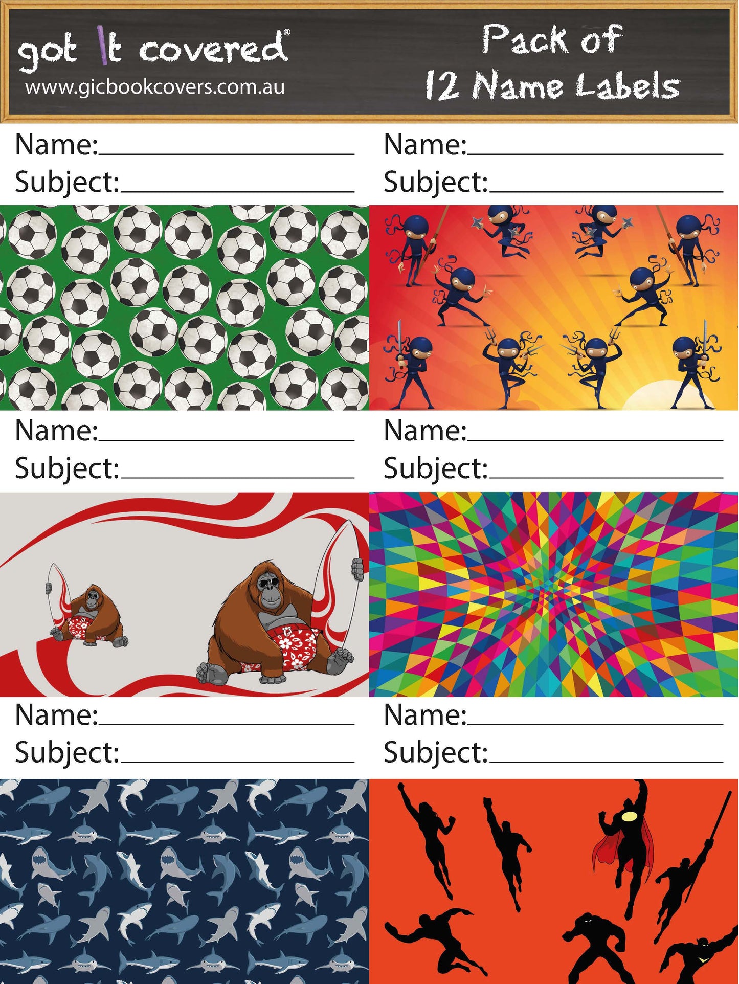 Name Labels Adhesive - Boys 2019