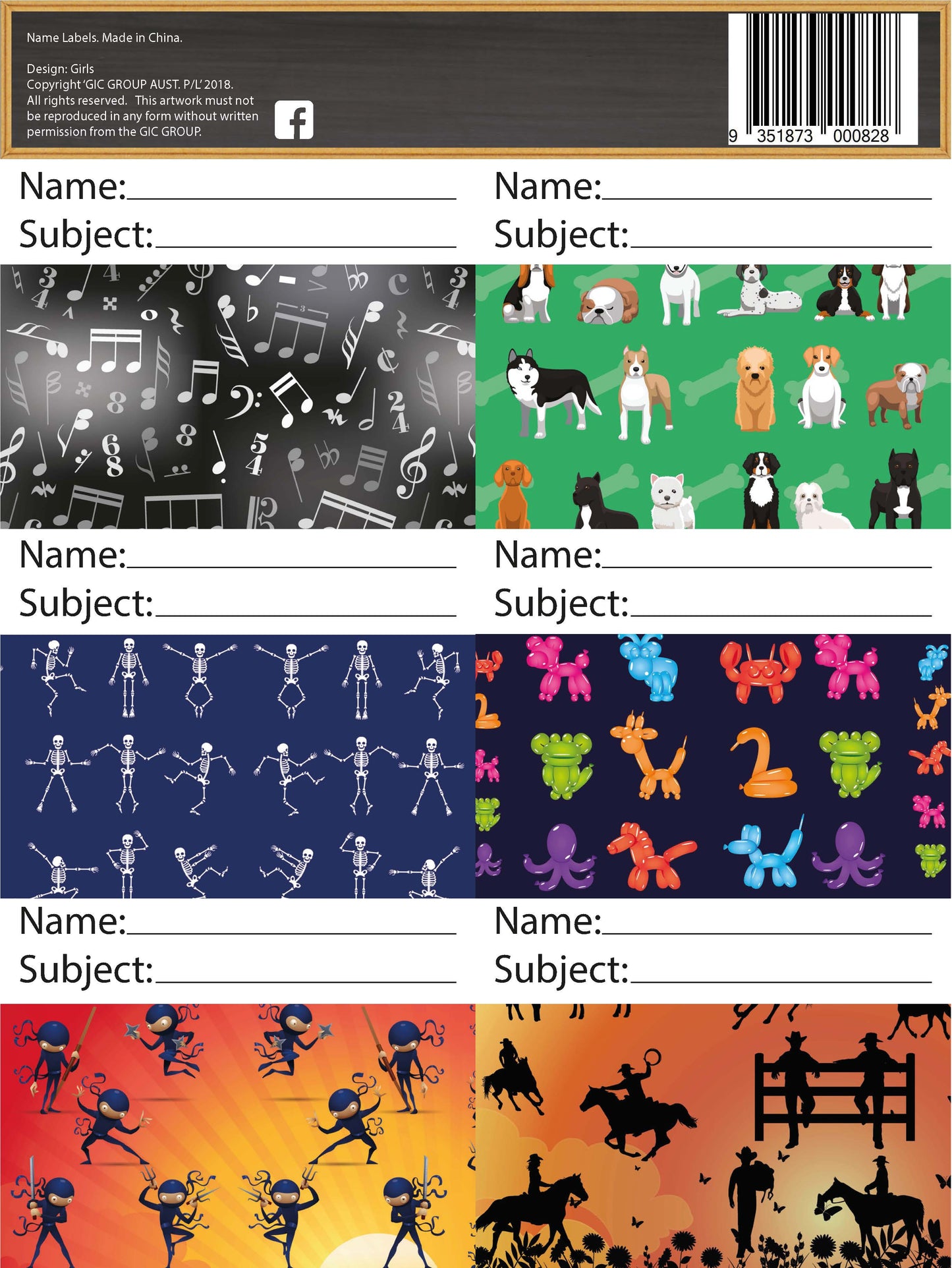 Name Labels Adhesive - Boys 2019