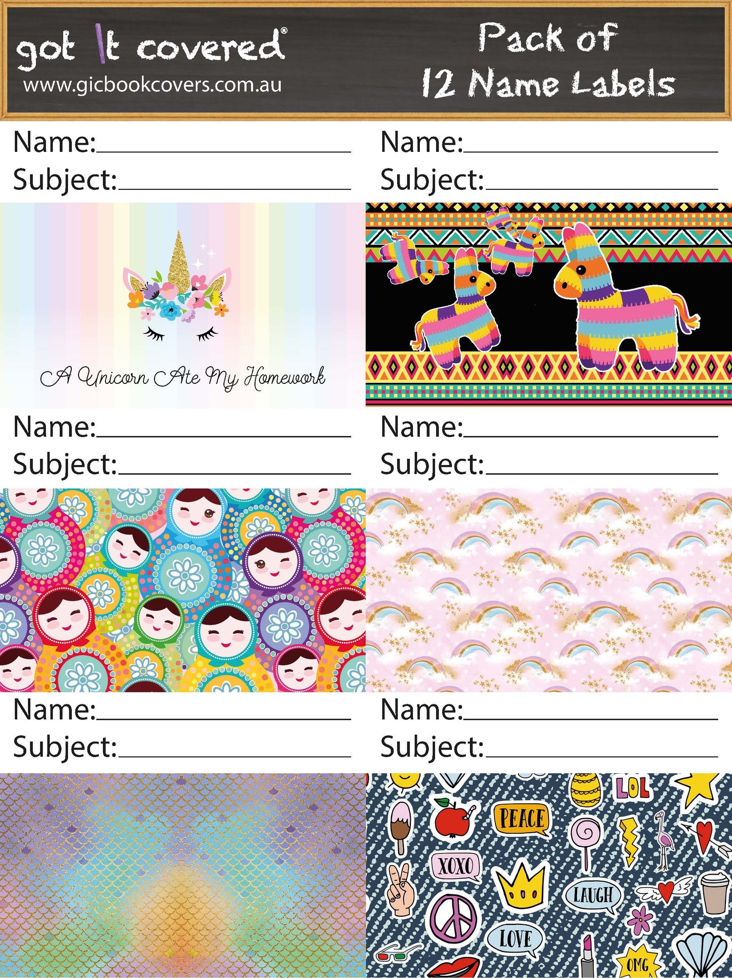 Name Labels Adhesive - Girls 2019