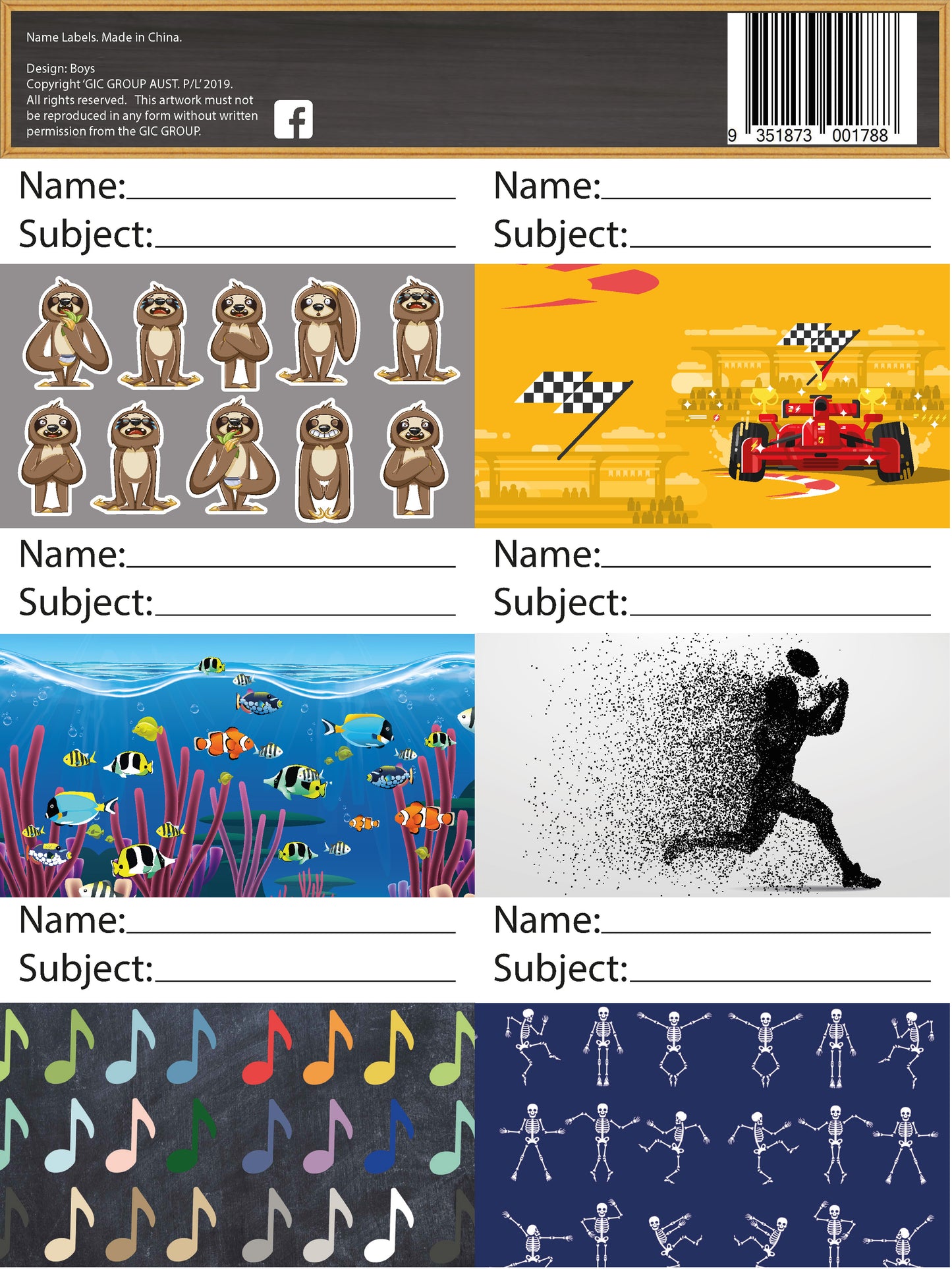 Name Labels Adhesive - Boys 2020