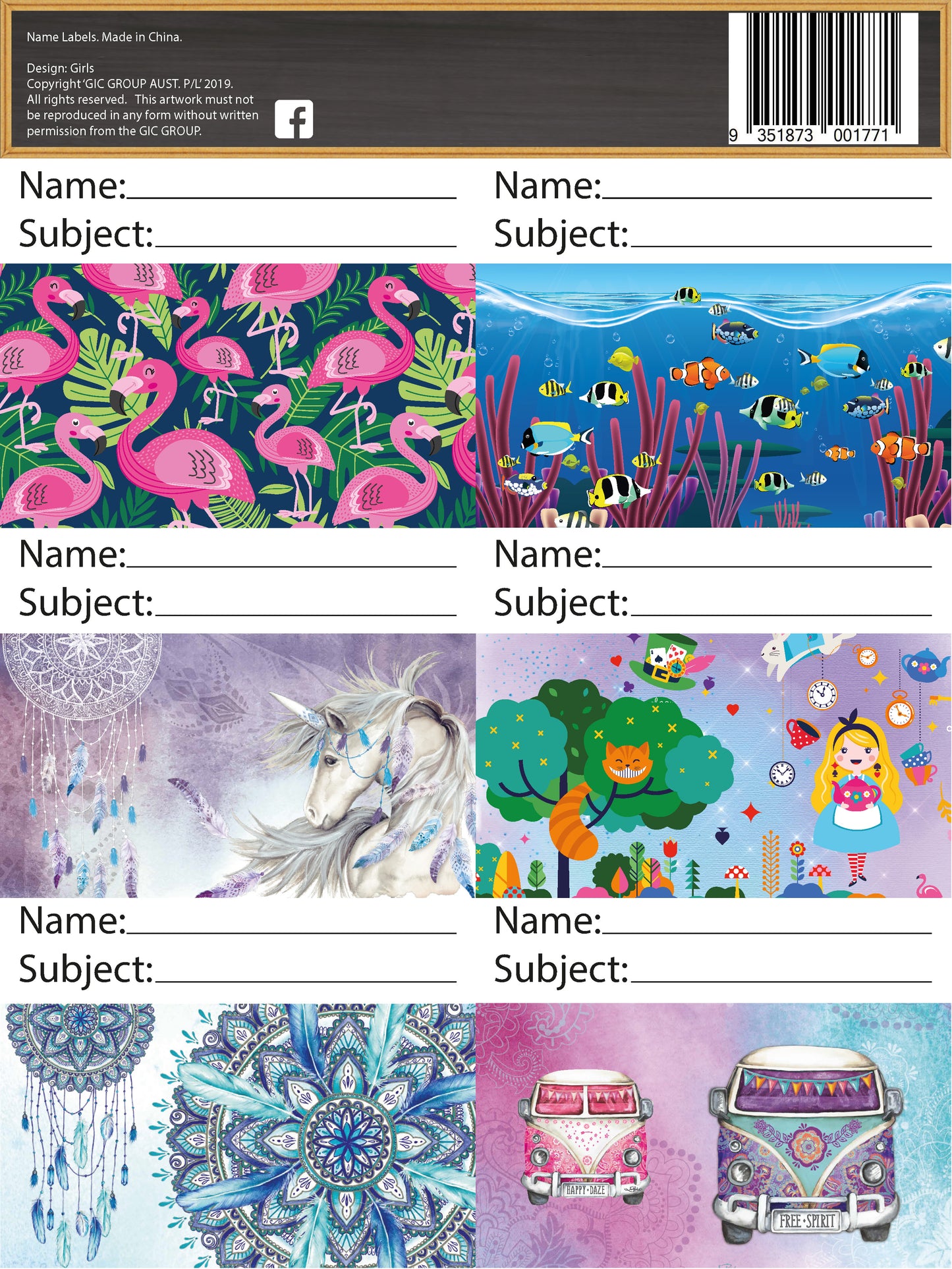 Name Labels Adhesive - Girls 2020