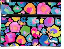 Pencil Case - Large 2 zip - Kasey Rainbow - Rainbow Leopard