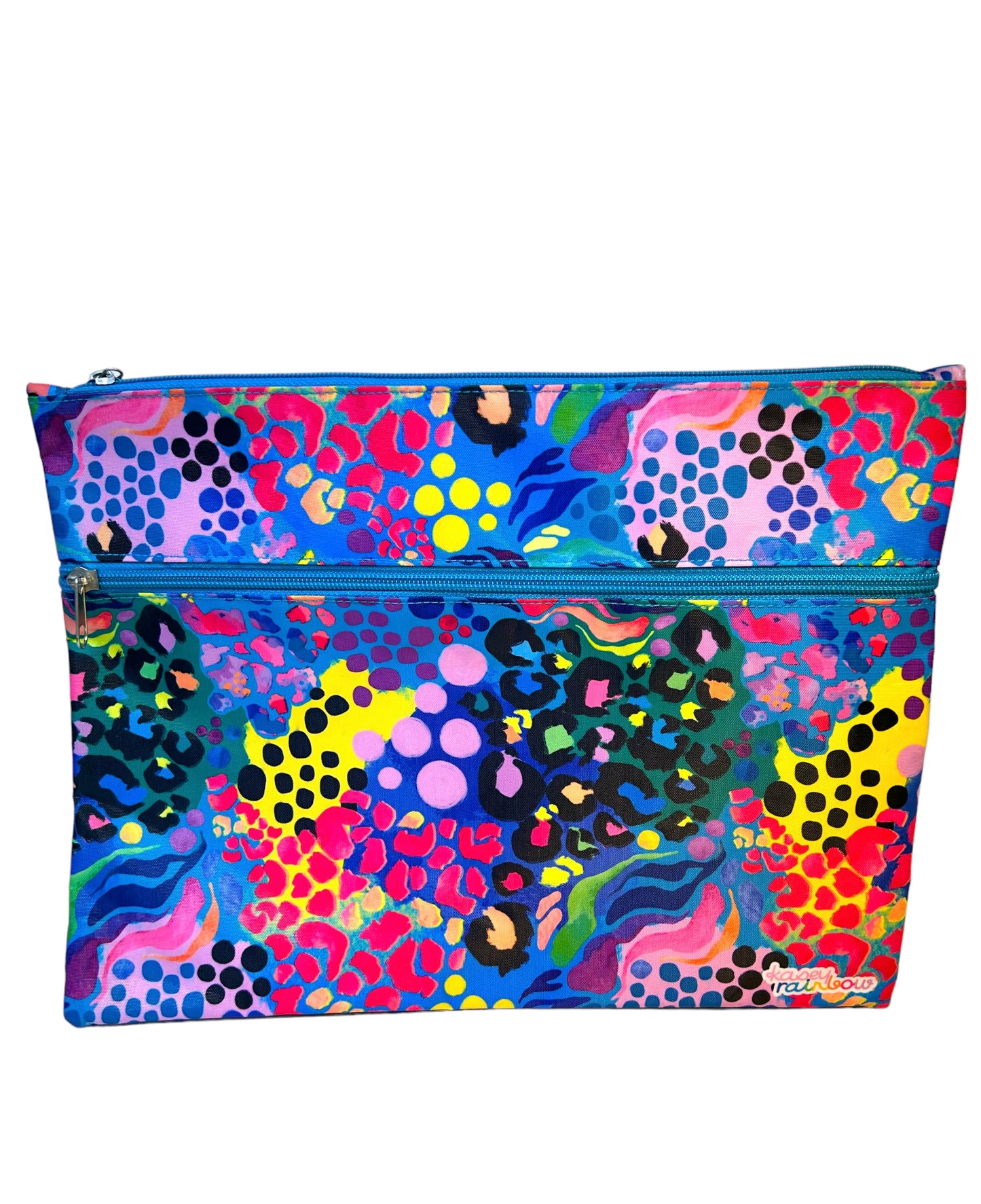 Pencil Case - Large 2 zip - Kasey Rainbow - Electric Leopard