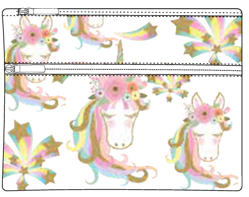 Pencil Case - Large 2 zip - Unicorn Star